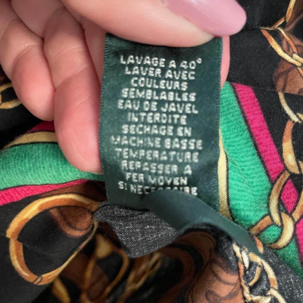 Vintage authentic Ralph Lauren Multicolor Chain Print blouse Top size 2 XL - Picture 7 of 7
